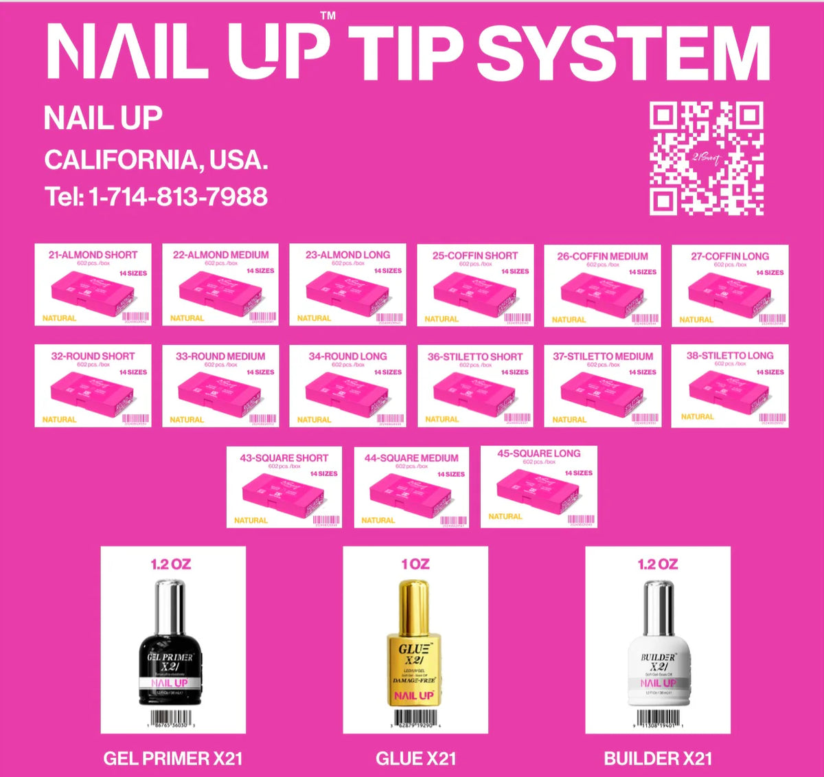 NAIL UP -Soft Gel Tip Box-602pcs-14sizes - NATURAL - 15 Options Available. (REG. $30). 33.33% OFF - NOW EACH $20.