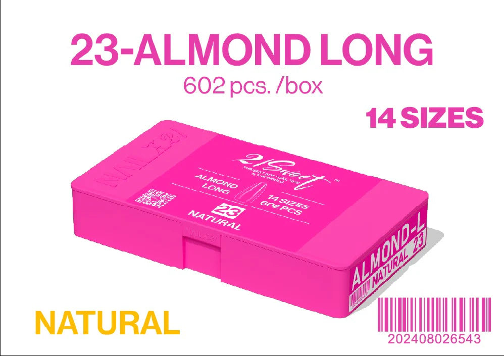 ALMOND - LONG - NAIL UP -Soft Gel Tip Box-602pcs-14sizes - NATURAL - (REG. $30). 50% OFF - NOW EACH $15.