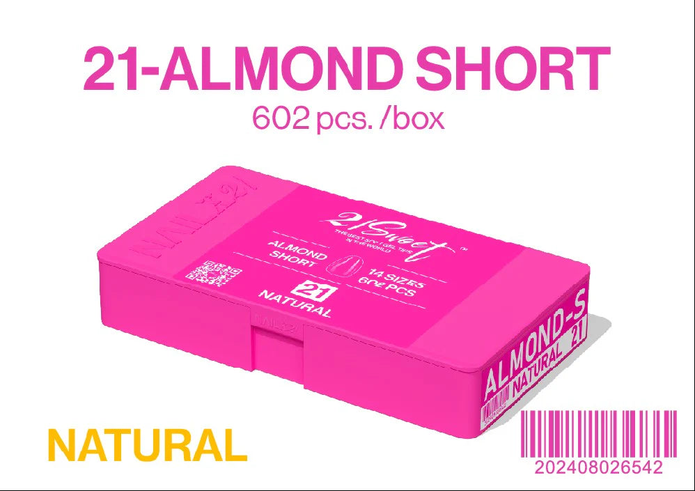 ALMOND - SHORT - NAIL UP -Soft Gel Tip Box-602pcs-14sizes - NATURAL - (REG. $30). 50% OFF - NOW EACH $15.