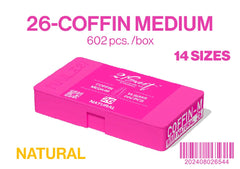 COFFIN - MEDIUM - NAIL UP -Soft Gel Tip Box-602pcs-14sizes - NATURAL - (REG. $30). 50% OFF - NOW EACH $15.