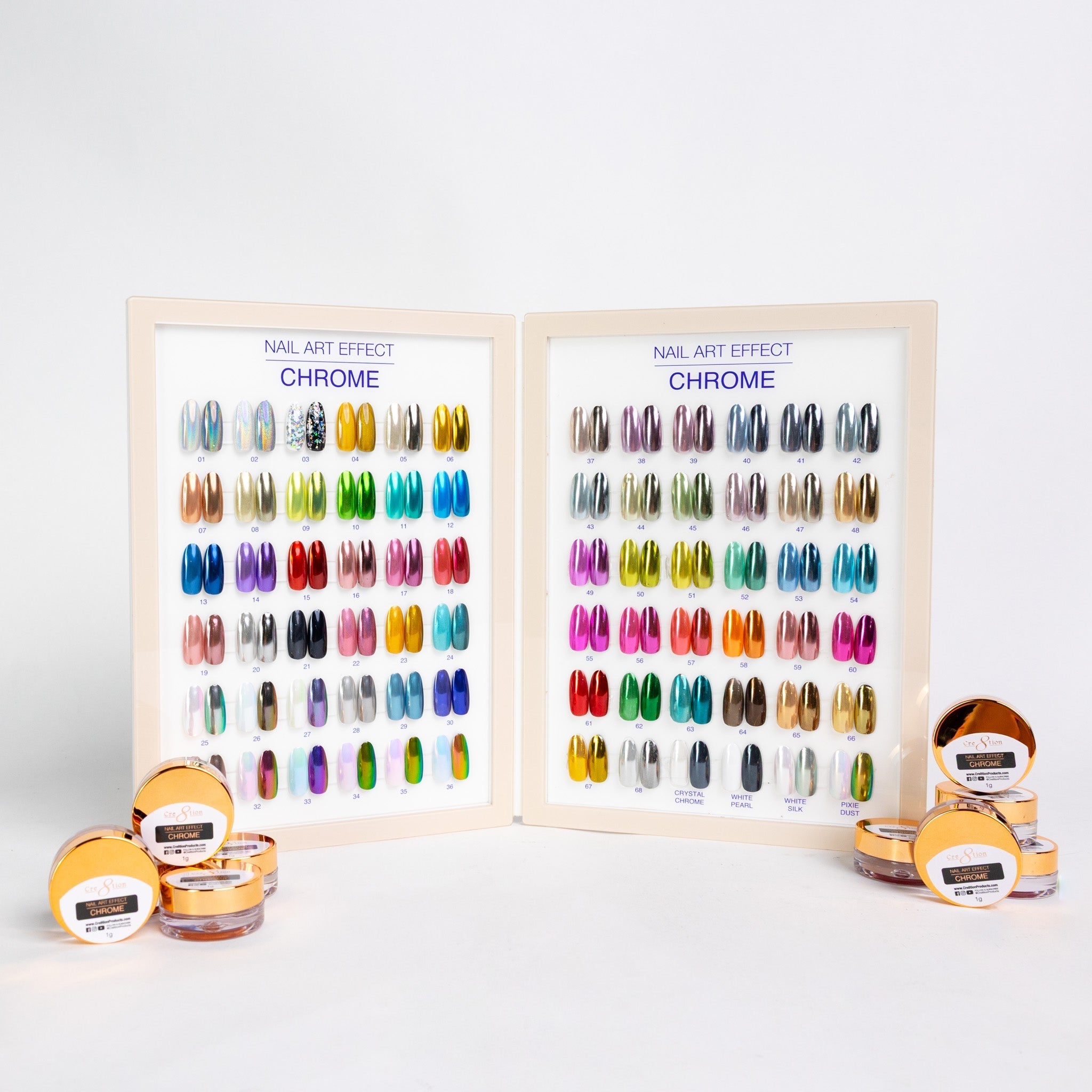 Cre8tion Chrome Nail Art Effect 1g - Full set 72 Colors