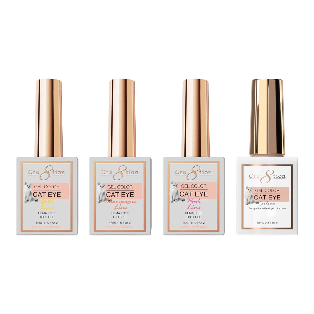 Cre8tion Line Cat Eye Bundle 4pcs (Pink, Gold, Champagne & Silver)